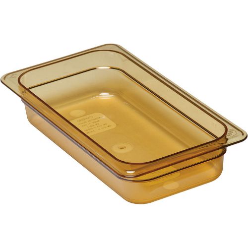 CAMBRO 1/3 GN HIGH HEAT FOOD PAN, 2 1/2&#034; DEEP, 6PK AMBER 32HP-150