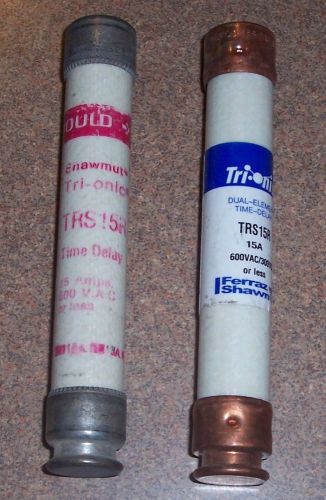 Time delay fuse trs15r, 15 amp, 600 vac, tri-onic &amp; gould for sale