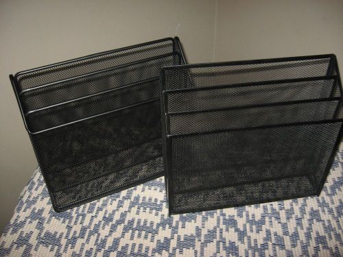 Lot of 2  3 Compartments Mesh Slant Desk Organizer Paper/copies