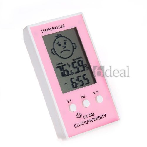 Digital thermometer hygrometer lcd baby face temperature humidity clock for sale