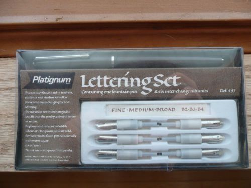 PLATIGNUM LETTERING SET/FINE-MEDIUM BROAD 497 NWOT + Parchment Paper