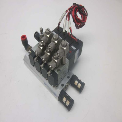 Lot of 4 Koganei 110-4E1 24VDC Pneumatic Solenoid Valves w/110M5F Manifold