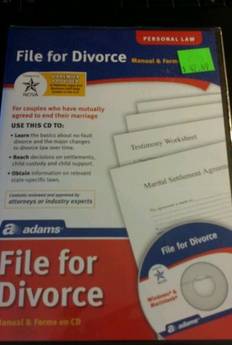 Adams Personal Law Forms File For Divorce CD State Specific Manual PDF