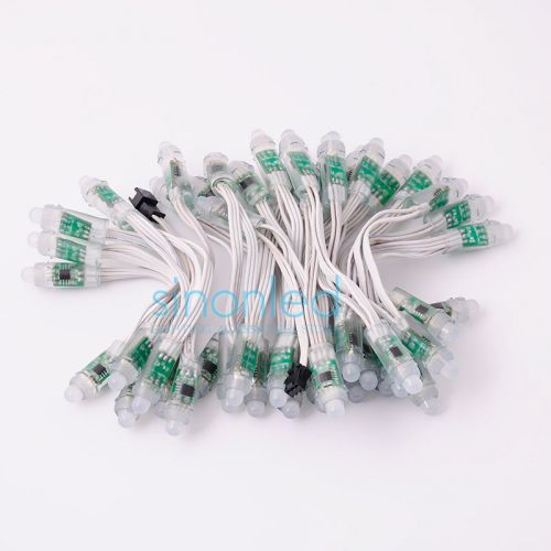 50x WS2811 12mm White wire RGB LED Pixels Module String Node Waterproof 5V IP68