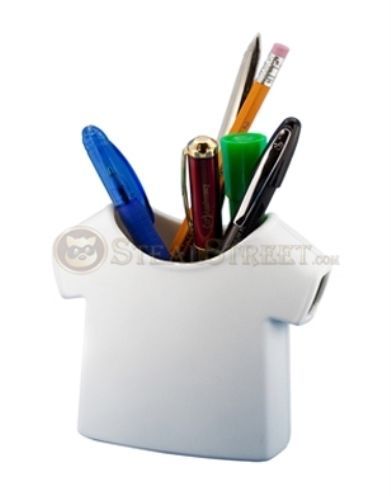 White Plain T-Shirt Style Desktop Office Supply Organizer