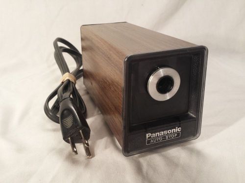 Vintage Panasonic Electric Auto Stop Wood Grain Pencil Sharpener KP-77N Japan