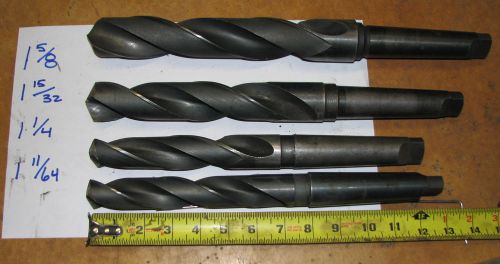 4 Pieces #4 Morse Taper MT Drill Bits 1-5/8, 1-15/32, 1-1/4, 1-11/64