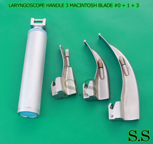 LARYNGOSCOPE MEDIUM HANDLE C + 3 MACINTOSH BLADE #0 + 1 + 3 ENT ANESTHESIA SET