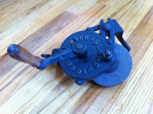 Vintage antique rock island mfg. co. ill large vise clamp sharpening tool stone for sale