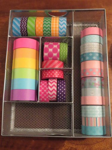 Metal mesh desk organizer washi tape storage makeup home office school dorm tray for sale