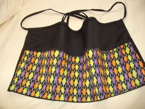 Black Server Waiter Waitress Waist Apron Purple Orange Name Embroidered FREE