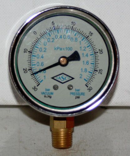 -30 to 30 VAC/PSI  2.5&#034; IN DIAL 1/4 NPT Glycerin Filled PRESSURE GAUGE   NEW