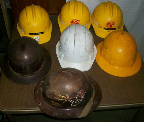 (7) Vintage Hard Hats * Bechtel * B F McDonald * Willson 66JC Jet Cap