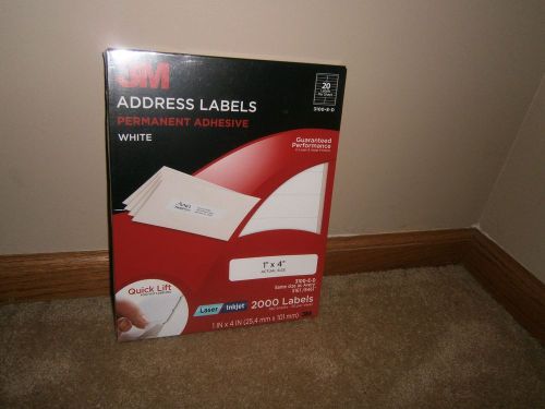 3M WHITE ADDRESS LABELS 1&#034; X 4&#034; LASER INKJET 3100-E-D SAME AS AVERY 5161/8461