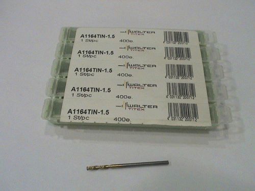 5Pcs WALTER TITEX A1164TIN-1.5mm  Drill Solid Carbide