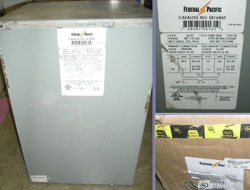 New Federal Pacific 5KVA Transformer SB16NN5F Single Phase 120/240V