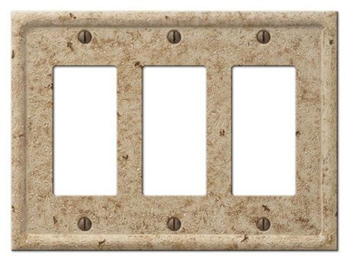 Amertac 8351RRRNC 3 Rocker GFCI Texture Stone Noce Wallplate