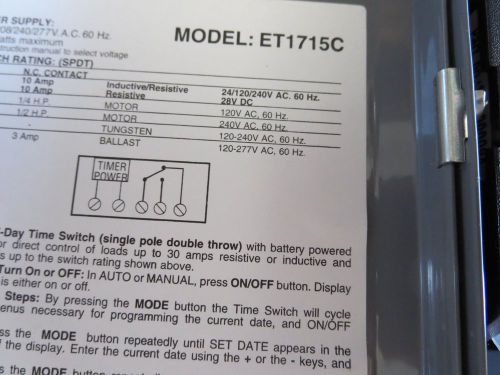 INTERMATIC 7-DAY ELECTRONIC TIME SWITCH &amp; Wirering/ET1715c LOOK