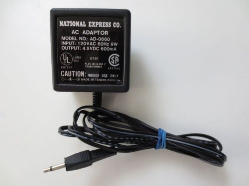 National Express CO. AC Adaptor Adapter Plug In Transformer Model AD-0660 (A547)