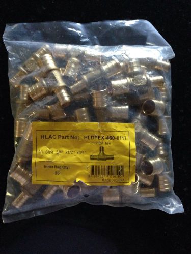 (25) 3/4&#034; x 1/2&#034; X 3/4&#034; PEX Tee Brass Crimping Fittings