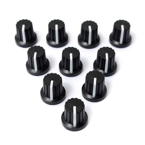 10 Pcs 6mm Shaft Hole Dia Plastic Threaded Knurled Potentiometer Knobs Caps US