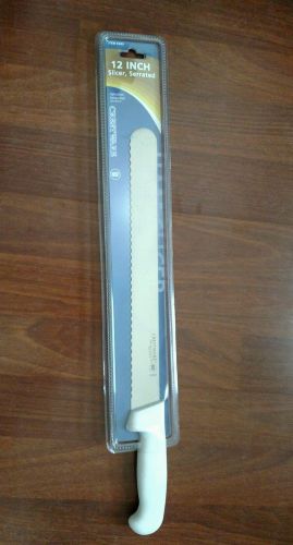 CRESTWARE 12IN SERRATED SLICER KNIFE W/ WHITE HANDLE - KN53