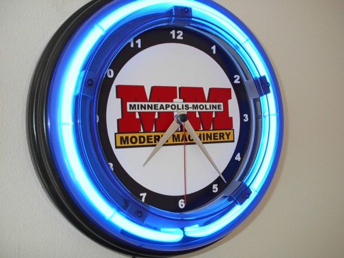 Minneapolis Moline Farm Tractor Barn Garage Man Cave Neon Wall Clock Sign