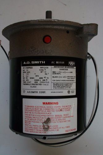 A.O. SMITH NEW AC MOTOR 316P933, SER2H06, 1/4HP, 3450RPM, 115V, 3.4A, 60HZ