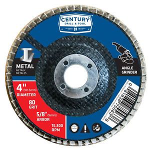 CENTURY TOOL 75563 Zirconia Abrasive 4&#034; Flap Disc 5/8&#034; Arbor 80G 15300RPM Metal