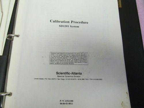 SCIENTIFIC ATLANTA SD1201 SYSTEM CALIBRATION PROCEDURE MANUAL