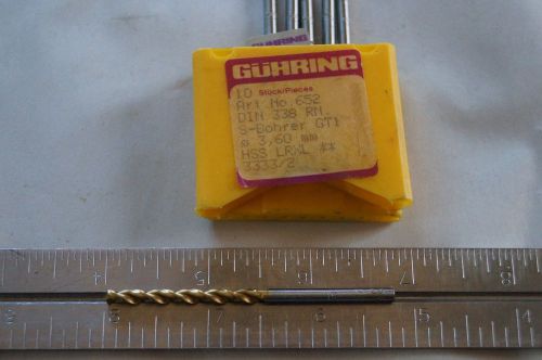 Guhring 3.60mm HSS Drill - 2.790&#034; Length - TiN Coated