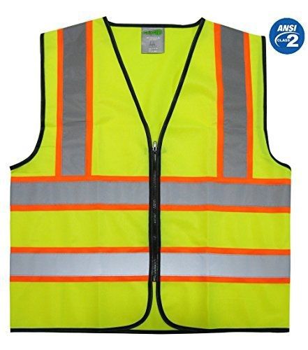 Gripglo tls-145 super high visibility reflective safety vest neon lime zipper for sale