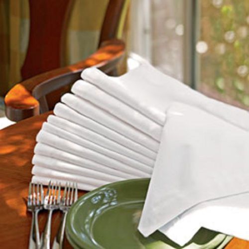 72 NEW WHITE LARGE 20&#034;X20&#034; 100% COTTON NAPKINS BRIGHT WHITE