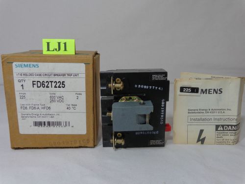 NEW SIEMENS FD62T225 CIRCUIT BREAKER TRIP UNIT 225 A FOR FD6 A &amp; HFD6 FRAME