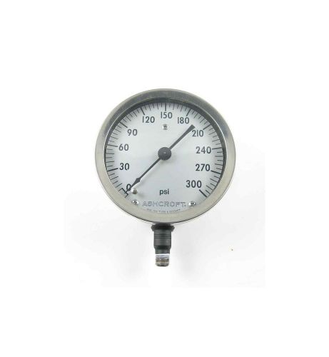 Ashcroft 4.5&#034; Pressure Gauge, 0-300psi, 1/2&#034; NPT Lower Mount, 316L Stainless