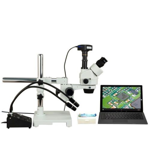 Omax 2.1x-180x 720p wifi zoom stereo boom microscope+6w led gooseneck lights for sale