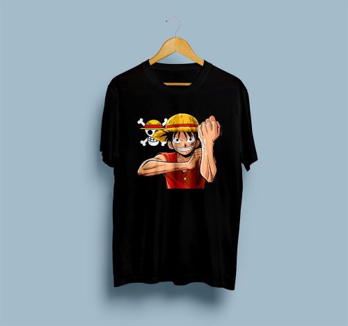 monkey de luffy strawhat One piece Mens Black T-Shirt Size S-3XL