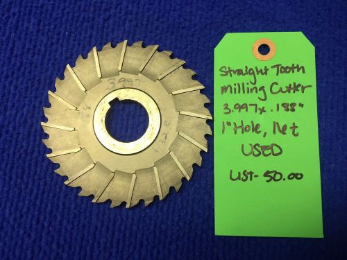 Straight-Tooth Milling Cutter, 3.997x.188&#034;, 1&#034; Hole, 16tooth