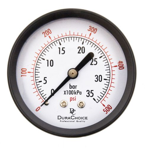 2-1/2&#034; utility pressure gauge - blk.steel 1/4&#034; npt center back 500psi for sale