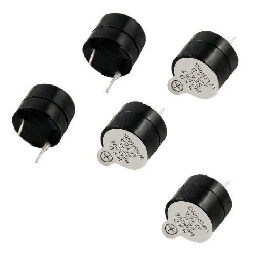 Amico 12mm Dia 5 Pcs DC 12V 2 Pin Terminals Electronic Continuous Sound Buzzer