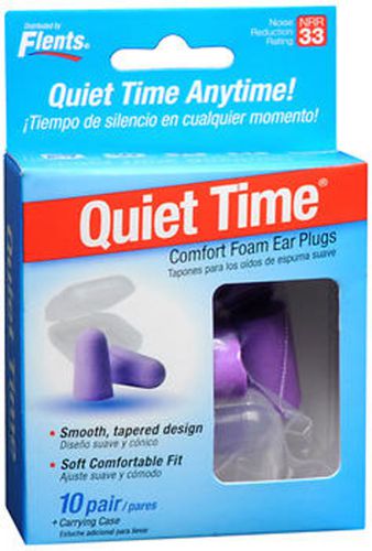 Flents Comfort Foam Ear Plugs &#039;Quiet Time&#039; 10 Pairs with carrying case NRR33