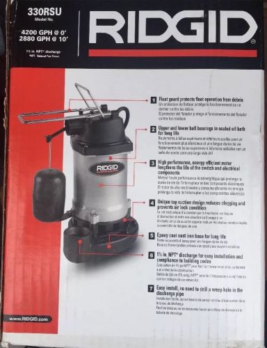 Ridgid 330rsu 1/3 hp durable cast iron base sump pump for sale