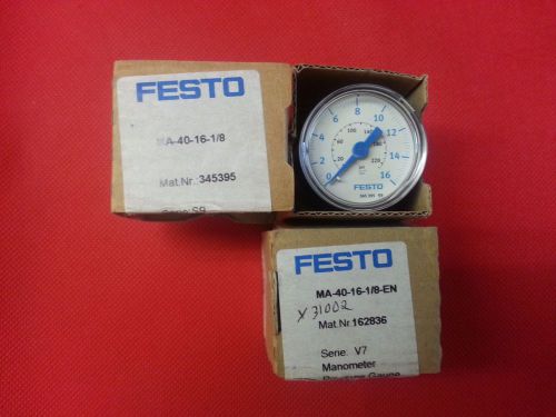 LOT OF 2 FESTO MA-40-16-1/8 MONOMETER PRESSURE GUAGE 167205 345395 SHIPSAMEDAY