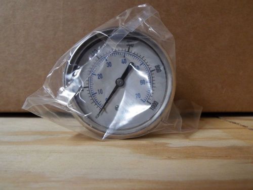 0-1000 PSI/bar 2.5&#034; Stainless Brass Center Back Mount Pressure Gauge