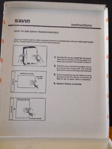 Savin Brand Transparency Film. Quantity of 57.  Price Reflects Opened Box