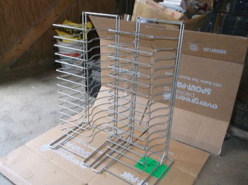 2 COMMERCIAL 15-SHELF WIRE PIZZA PAN RACK USED