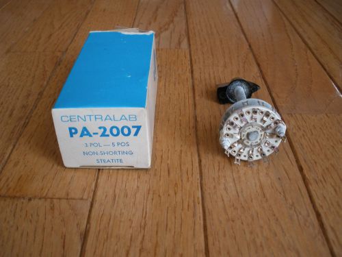 CENTRALAB PA-2007 NON-SHORTING STEATITE - 3 POL - 5 POS - New Old Stock - knob