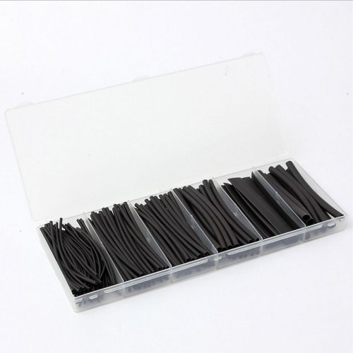 170Pcs Pro-Kit 4&#034; Black Polyolefin 2:1 Heat Shrink Tubing 1/16&#034; to 3/8&#034; Sizes