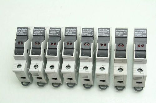 Lot of 8 Allen-Bradley 1492-FB1C30-L  Single Pole 30A Fuse Holder with Fuses