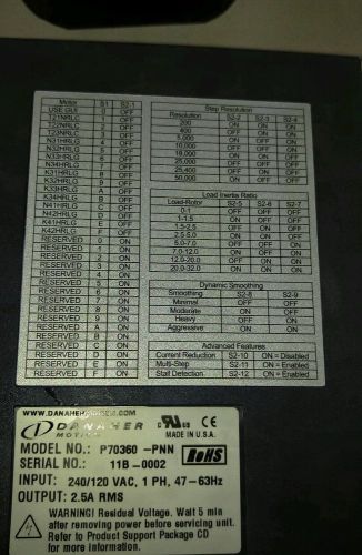 P70360-PNN Danaher Motion Stepper Drive P70360PNN 110-240 volt servo drive.